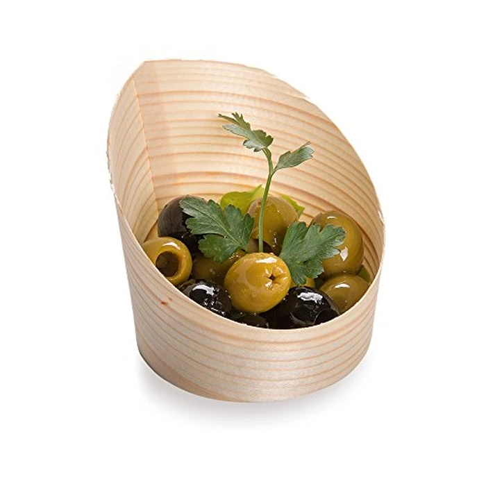 Restaurantware 4 Ounce Small Dessert Cups 100 Slanted Dessert Tasting Cups - Disposable Serves Hors d'oeuvres Samples Or Snacks Pinewood Appetizer Containers For Weddings Parties And Events by Restaurantware - Used - Like New condition