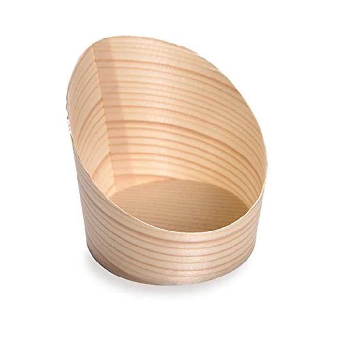 Restaurantware 4 Ounce Small Dessert Cups 100 Slanted Dessert Tasting Cups - Disposable Serves Hors d'oeuvres Samples Or Snacks Pinewood Appetizer Containers For Weddings Parties And Events by Restaurantware - Image 2