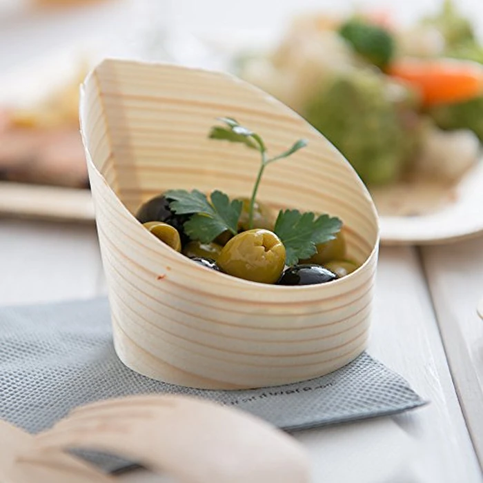 Restaurantware 4 Ounce Small Dessert Cups 100 Slanted Dessert Tasting Cups - Disposable Serves Hors d'oeuvres Samples Or Snacks Pinewood Appetizer Containers For Weddings Parties And Events by Restaurantware - Image 3