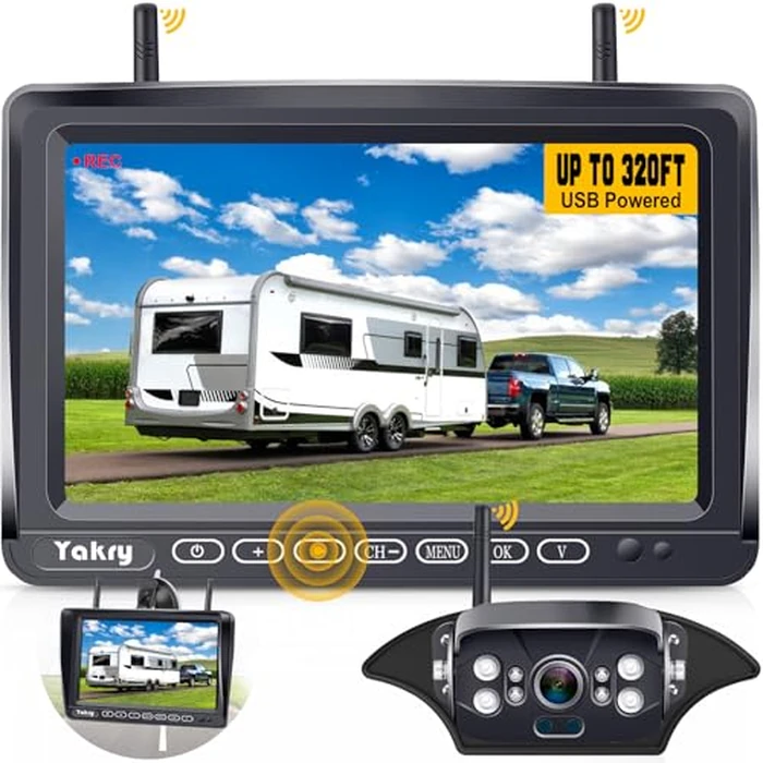 RV Backup Camera Wireless Plug and Play: Pre-Wired for Furrion System Recording Wide View Rear View Camera Clear Night Vision HD 1080P 7'' Touch Key Monitor for Trailer Camper Motorhome Yakry Y27-N by Yakry - Used - Like New condition - US$79.99