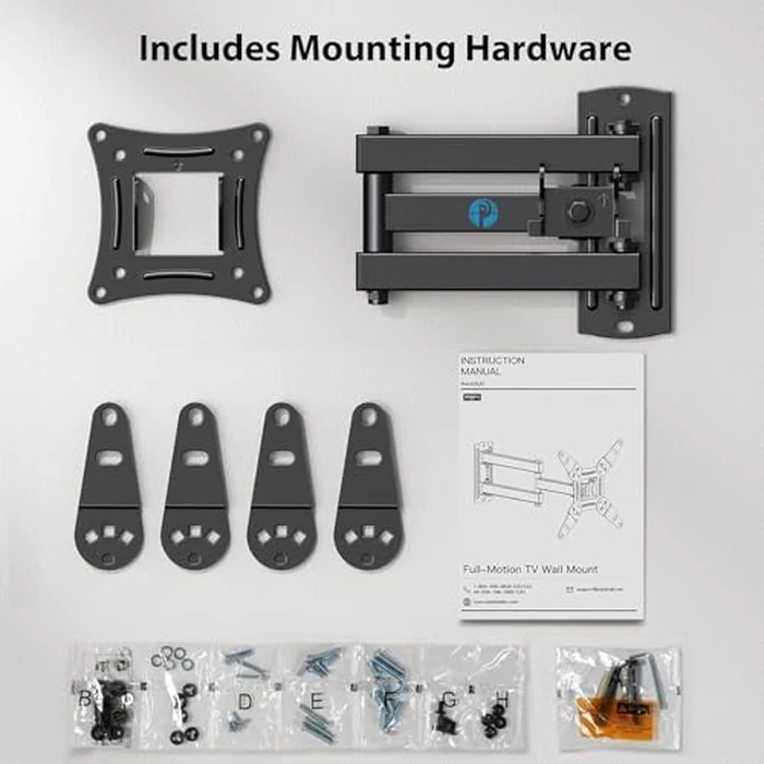 Pipishell Full Motion TV Wall Mount for 13-43 Inch LED LCD Flat Curved Screen TVs & Monitors, Max VESA 200x200mm up to 44lbs, Swivel TV Mount Wall Bracket with Rotation Swivel Tilt Extension, PISF1 by Pipishell - Image 5