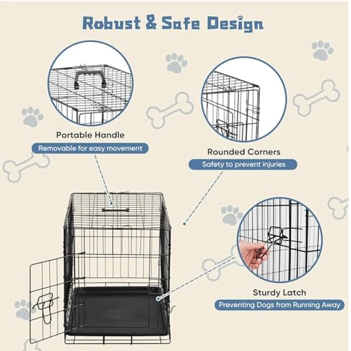DUMOS Dog Crate, 30 Inch Medium Single Door Dog Cage with Plastic Leak-Proof Pan Tray, Folding Metal Wire Pet Kennel for Indoor, Outdoor, Travel by DUMOS - Image 3