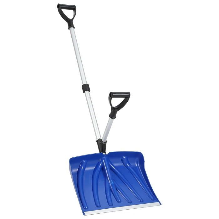 Garvee Snow Shovel, 18x13 in Blade, Ergonomic Snow Shovels with Assisted D-Ring Handle, 3.5LBS Lightweight Aluminum Shoveling Tool for Driveway Walkway Garden Patio Yard Camping, Blue & Silver by Garvee - Used - Like New condition - CA$19.09