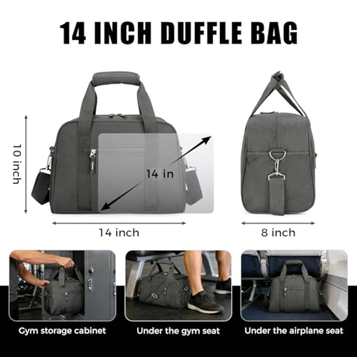 Searock 14 inch Small Gym Bag for Men & Women, Mini Duffle Bag for Travel Sports, Lightweight Carry On Duffel Bag, Dark Grey by Searock - Image 2