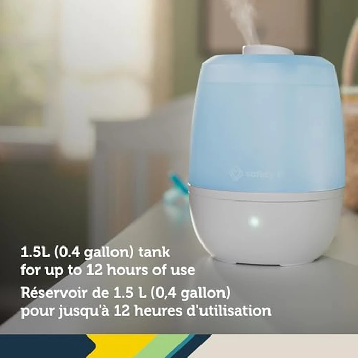 Safety 1st Everyday Cool Mist Humidifier, 1.5L Air Humidifier for Baby Nursery & Plants, Ultrasonic, Compact, Auto Shut-Off, Easy Clean, 12-Hour Run Time, 360 degrees Nozzle, 3 Mist Levels by Safety 1st - Image 4