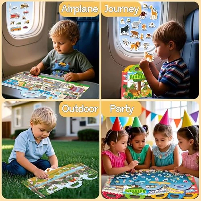 iGetooy 6 Sets Reusable Sticker Book for Toddlers 1-3, Jelly Sticker Books for Toddlers 2-4 Years, Toddler Travel Toys for Kids 2 3 4 Year Old Girls Boys by iGetooy - Image 3