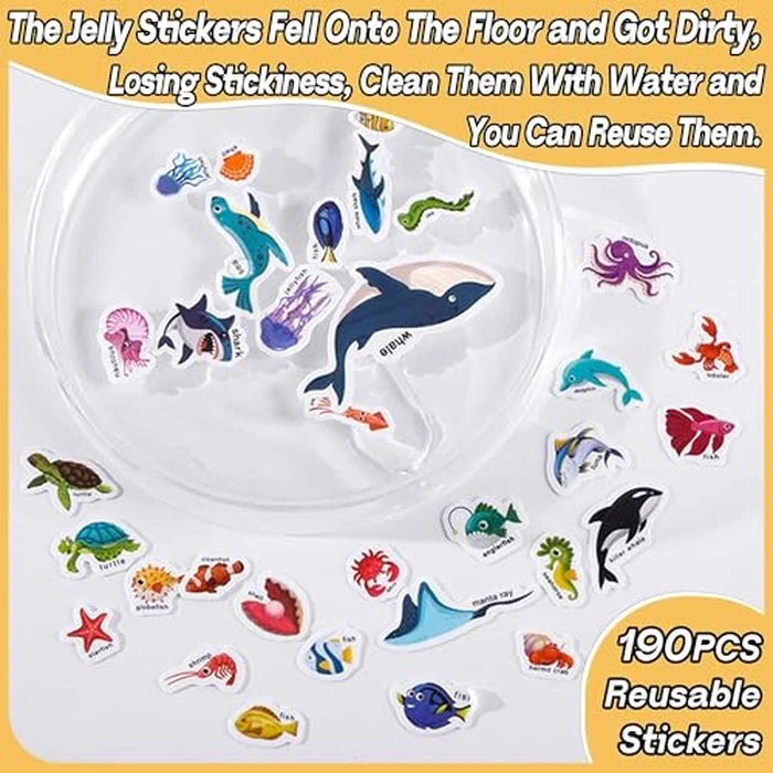 iGetooy 6 Sets Reusable Sticker Book for Toddlers 1-3, Jelly Sticker Books for Toddlers 2-4 Years, Toddler Travel Toys for Kids 2 3 4 Year Old Girls Boys by iGetooy - Image 7