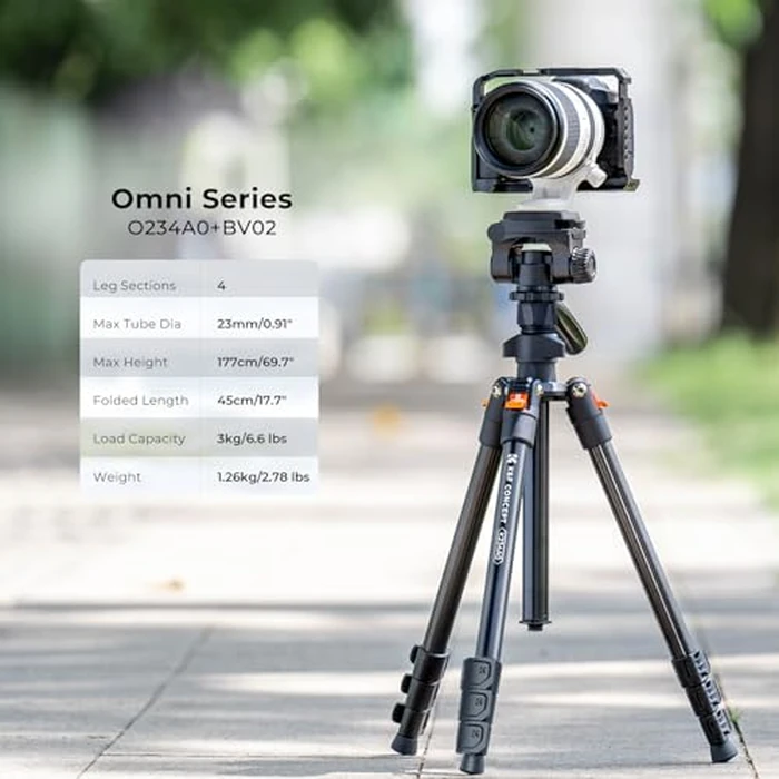 K&F CONCEPT 70" Video Tripod, Camera Tripod, Lightweight Travel Tripod with 3-Way Swivel Pan Tilt Head Load 6.6 lbs, Phone Holder Smartphone Clip Quick Release Plate, for Phone DSLR Camera O234A0+BV02 by K&F CONCEPT - Image 2