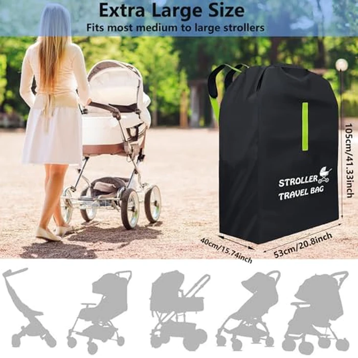 Stroller Travel Bag for Airplane,41" Inch Extra Large Gate Check Bags with Adjustable Padded Shoulder Strap, Waterproof Stroller Cover Bags for Air Plane by CCFENG - Image 2