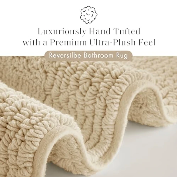 Madison Park Splendor Reversible 100% Cotton Tufted Bathroom Rug-3000 GSM Hotel Quality Luxurious Plush Medium Pile Bath Mat Absorbent, Quick Dry, Shower Room Décor, 17x24 Natural by Madison Park - Image 2