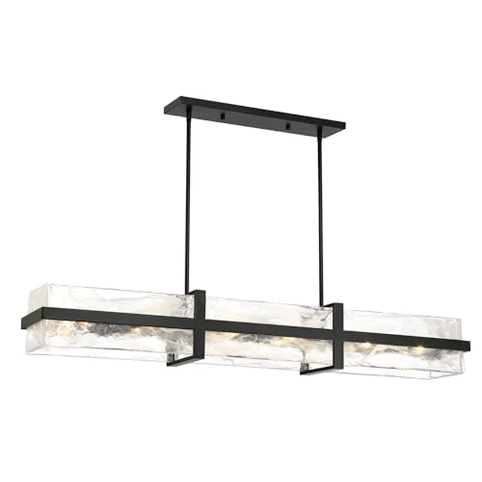 Minka Lavery 3617-66A Cloud Break Cloud Glass Island Light, 12-Light 720 Total Watts, 8" H x 48" L, Coal Black by Minka Lavery - Image 1