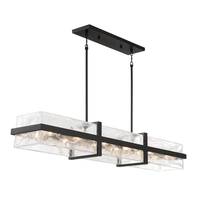 Minka Lavery 3617-66A Cloud Break Cloud Glass Island Light, 12-Light 720 Total Watts, 8" H x 48" L, Coal Black by Minka Lavery - Image 2