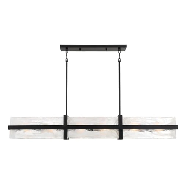Minka Lavery 3617-66A Cloud Break Cloud Glass Island Light, 12-Light 720 Total Watts, 8" H x 48" L, Coal Black by Minka Lavery - Image 3