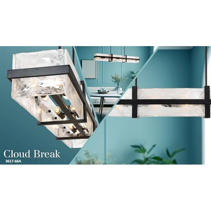 Minka Lavery 3617-66A Cloud Break Cloud Glass Island Light, 12-Light 720 Total Watts, 8" H x 48" L, Coal Black by Minka Lavery - Image 5