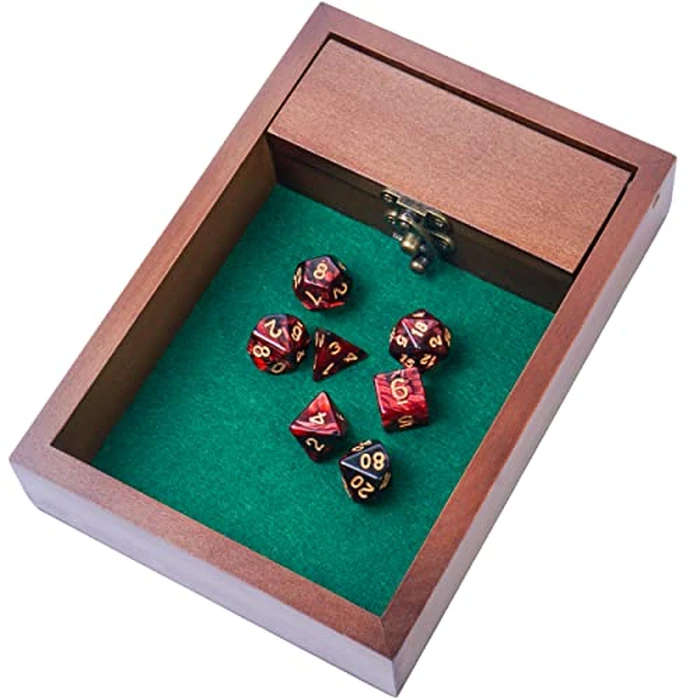 Wooden D&D Dice Rolling Tray with Dice Storage Vault | Metal Latch Secures Lid for Travel | Perfect DND Gift for DM | Great for Tabletop Games Like Dungeons and Dragons 5e, Pathfinder by Generic - Used - Very Good condition - US$12.78