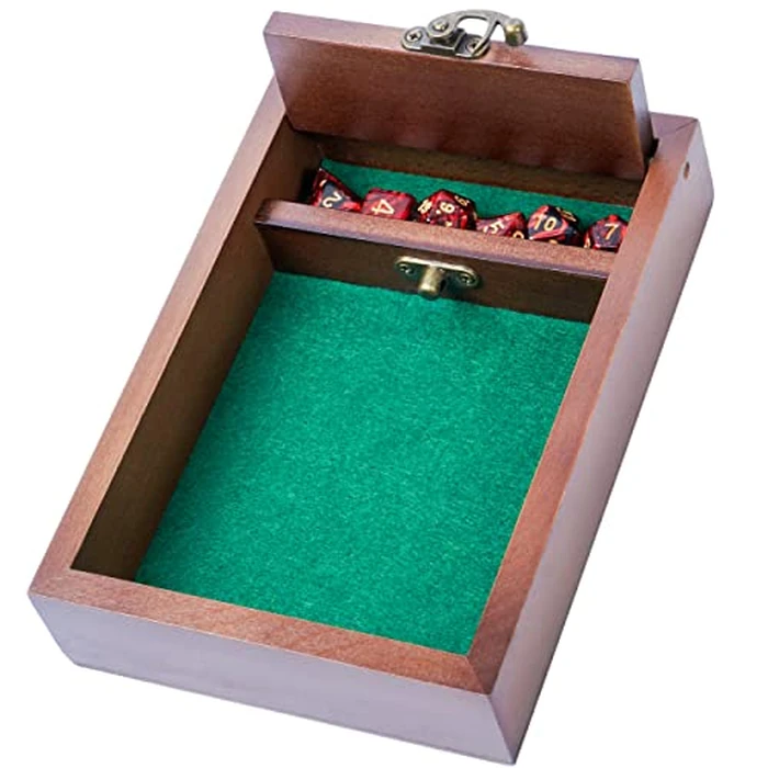 Wooden D&D Dice Rolling Tray with Dice Storage Vault | Metal Latch Secures Lid for Travel | Perfect DND Gift for DM | Great for Tabletop Games Like Dungeons and Dragons 5e, Pathfinder by Generic - Image 7