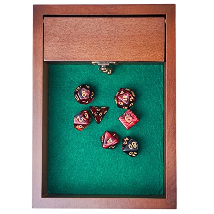 Wooden D&D Dice Rolling Tray with Dice Storage Vault | Metal Latch Secures Lid for Travel | Perfect DND Gift for DM | Great for Tabletop Games Like Dungeons and Dragons 5e, Pathfinder by Generic - Image 9