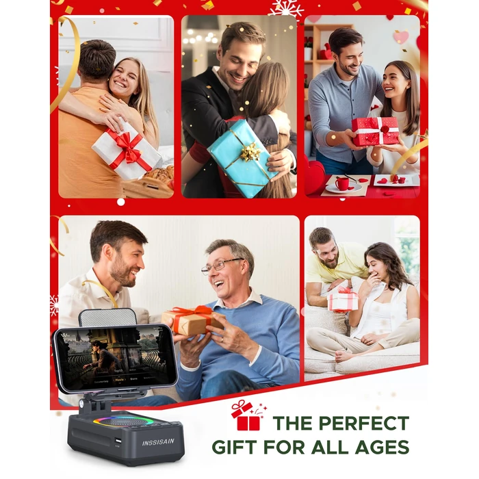 Wireless Induction Bluetooth Speaker with Phone Stand, Birthday for Men Women, Stocking Stuffers for Teen Girls Boys, Portable Speakers with RGB Lights for iPhone/iPad/Android/Tablet by INSSISAIN - Image 2