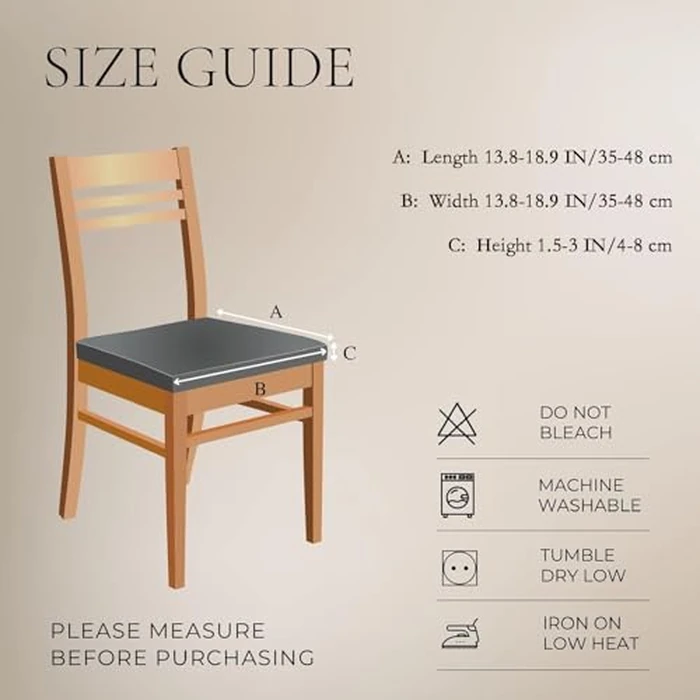 SearchI Seat Covers for Dining Chairs, 4 Pack Stretchable Removable Dining Room Chair Seat Covers, Kitchen Chair Seat Covers Protectors(Beige Jacquard) by SearchI - Image 6