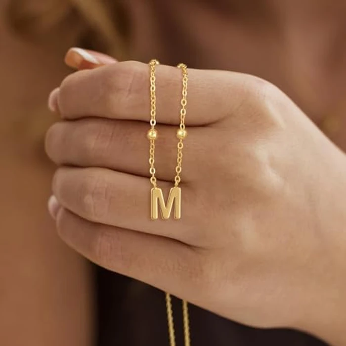 GRCLD Initial Necklaces for Women Dainty 14k Gold Plated Letter Necklace Trendy A-Z Pendant Choker Necklace Cute Name Personalized Fashion Jewelry Gift for Women Her(L) by GRCLD - Image 5