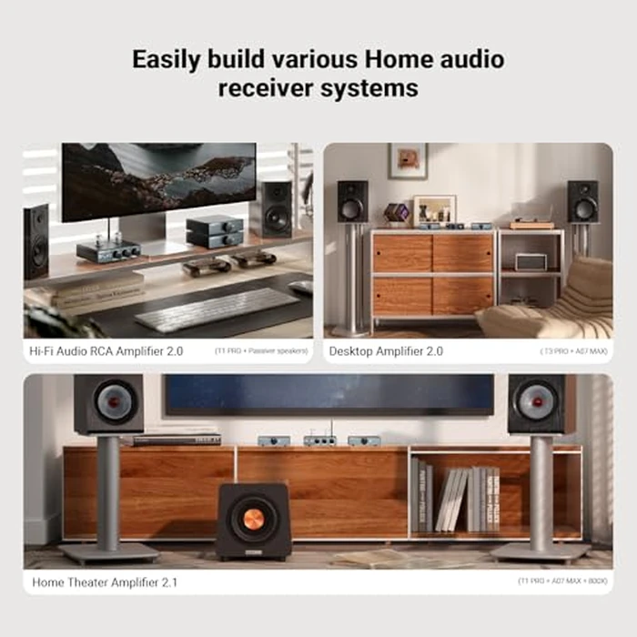 AIYIMA A07 MAX 2 Channel Stereo Amplifier Home Audio 300W*2 TPA3255 Class D Power Amp/Bridgeable Mono Amplifier 600 Watt with 3.5mm Line Output for Passive Bookshelf Speakers+DC36V 6A Power Adapter by AIYIMA - Image 5