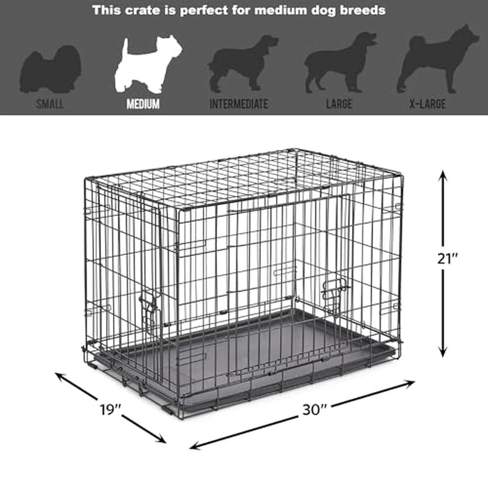 MidWest Homes for Pets 30-Inch New World Crate for Medium Breeds, 21-40 lbs, Double Door Folding Dog Crate, Leak-Proof Tray & Secure Latches, Portable, Durable & Easy to Assemble by New World - Image 6