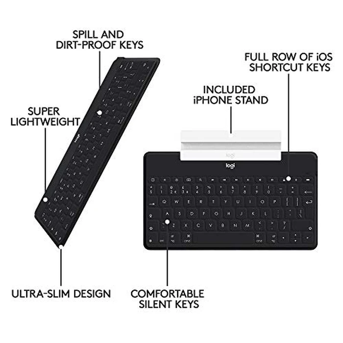 Logitech Keys-To-Go Super-Slim and Super-Light Bluetooth Keyboard for iPhone, iPad, Mac and Apple TV including iPad Air 5th gen (2022) - Black (Renewed) by Logitech - Image 6