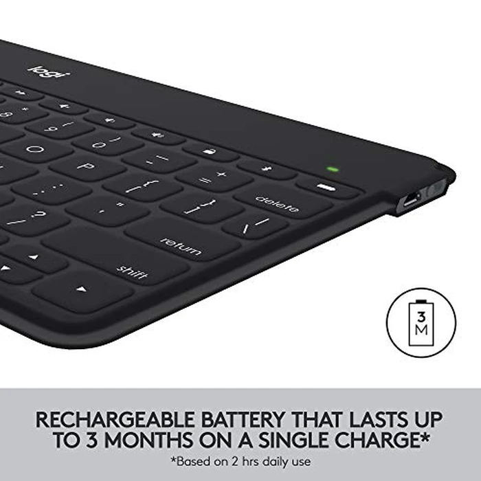 Logitech Keys-To-Go Super-Slim and Super-Light Bluetooth Keyboard for iPhone, iPad, Mac and Apple TV including iPad Air 5th gen (2022) - Black (Renewed) by Logitech - Image 7