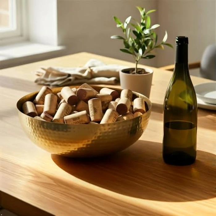 Creative Co-Op Round Hammered Metal Bowl, Gold Finish, 14" by Creative Co-Op - Image 3