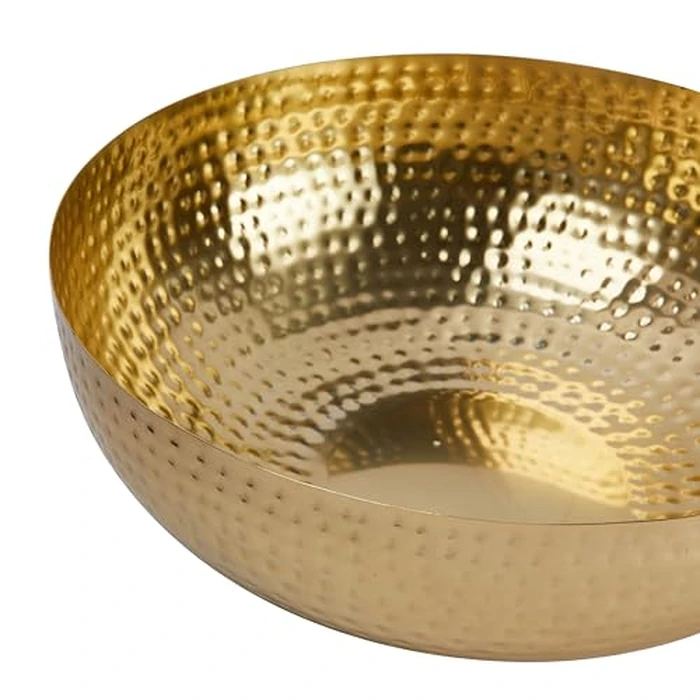 Creative Co-Op Round Hammered Metal Bowl, Gold Finish, 14" by Creative Co-Op - Image 4