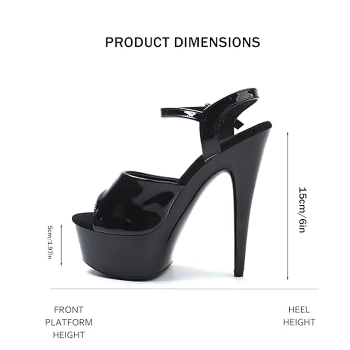 WUXIN H&P Women's 6 in Platform Sandal Heels With Ankle-Strap - Sexy Pole Dance High Heel, 15 cm Exotic Dancer Shoes Stiletto Black US 11 by WUXIN H&P - Image 5