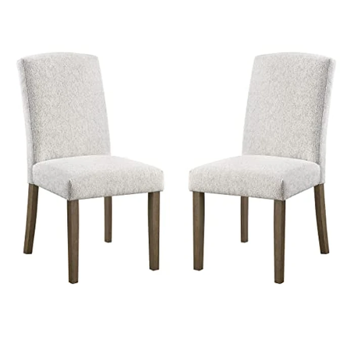 OSP Home Furnishings Everly Traditional High-Back Padded Dining Chair 2-Pack with Grey Washed Legs, Oyster Grey Fabric by OSP Home Furnishings - Image 1