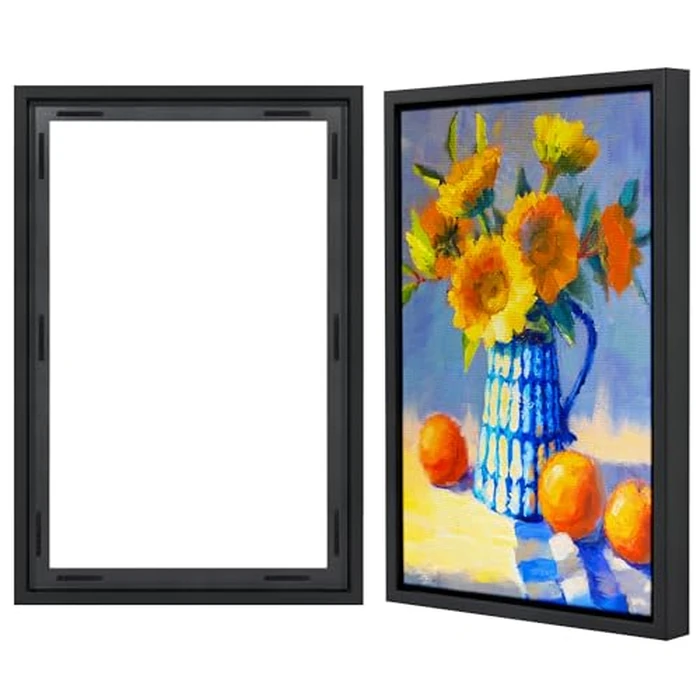 Americanflat 16x24 Canvas Floating Frame with Adhesive Strips Included - Vertical and Horizontal Floating Frame for Artwork - Canvas Frames for Wall Display - Black by Americanflat - Used - Like New condition - US$22.74