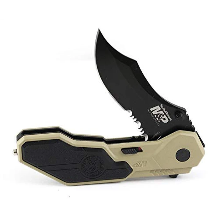 Smith & Wesson M&P SWMP1BSD 7.1in S.S. Assisted Folding Knife with 2.9in Serrated Clip Point Blade and Aluminum Handle for Tactical, Survival and EDC,Black by Smith & Wesson - Image 6