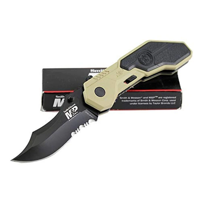 Smith & Wesson M&P SWMP1BSD 7.1in S.S. Assisted Folding Knife with 2.9in Serrated Clip Point Blade and Aluminum Handle for Tactical, Survival and EDC,Black by Smith & Wesson - Image 8