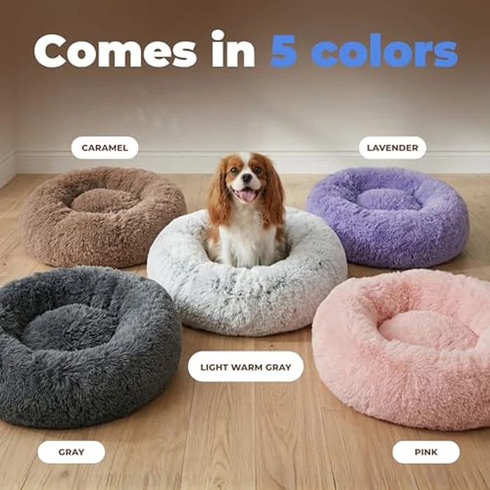 Best Pet Supplies Round Calming Dog Bed for Small, Medium & Large Dogs, Plush Donut Cuddler Pet Bed w/Raised Rim for Head, Neck Support, Anti-Slip Bottom Washable Bed - Lavender, 20 x 20 x 6 by Best Pet Supplies - Image 6