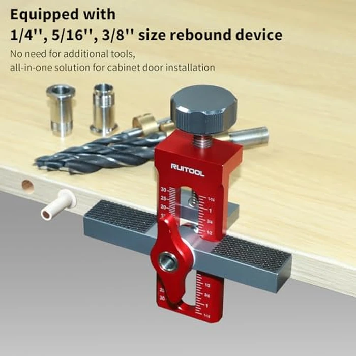 RUITOOL 2-in-1 Cabinet Door Mounting Jig with Storage Bag, Installation Positioner for Frameless Cabinets Only, Adjustable Aluminium Alloy Cabinet Hardware Jig, Holiday Home Improvement Gifts for Men by RUITOOL - Image 4