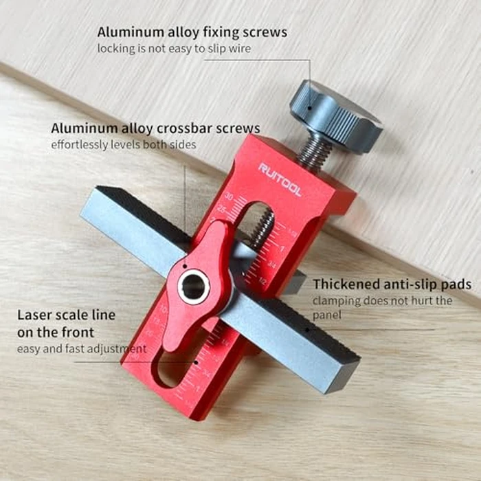 RUITOOL 2-in-1 Cabinet Door Mounting Jig with Storage Bag, Installation Positioner for Frameless Cabinets Only, Adjustable Aluminium Alloy Cabinet Hardware Jig, Holiday Home Improvement Gifts for Men by RUITOOL - Image 6