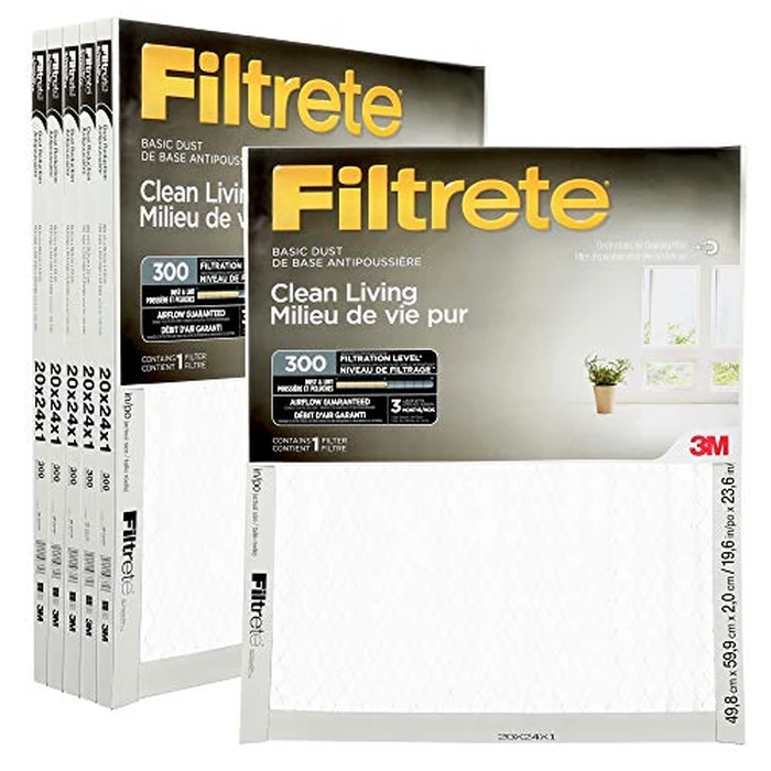 Filtrete 20x24x1 Furnace Filter, MPR 300, MERV 5, Healthy Living Ultimate Allergen 3-Month Pleated 1-Inch Air Filters, 6 Filters by Filtrete - Used - Acceptable condition