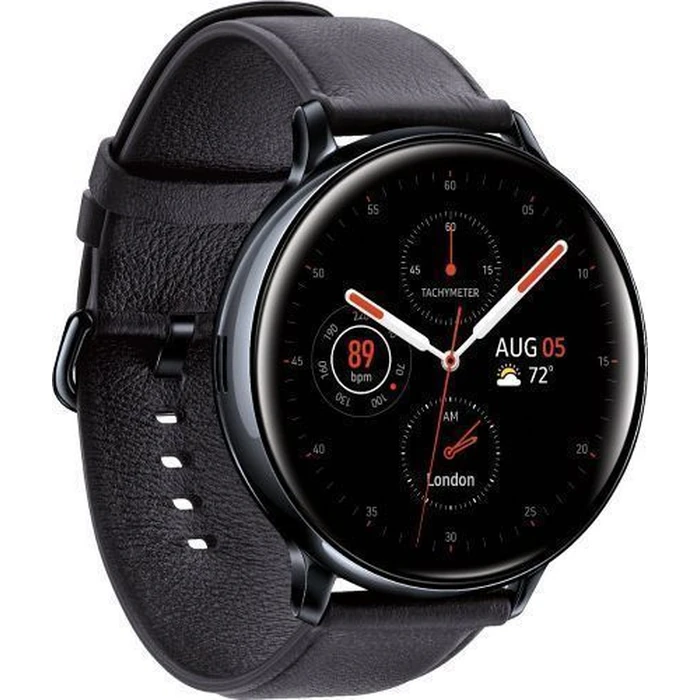 Samsung Galaxy Watch Active2 (Bluetooth) - 4GB - 40mm - Black Stainless Steel Case with Black Leather Leather Strap by Samsung - Image 3