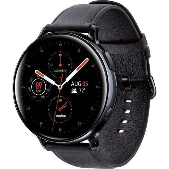 Samsung Galaxy Watch Active2 (Bluetooth) - 4GB - 40mm - Black Stainless Steel Case with Black Leather Leather Strap by Samsung - Image 2
