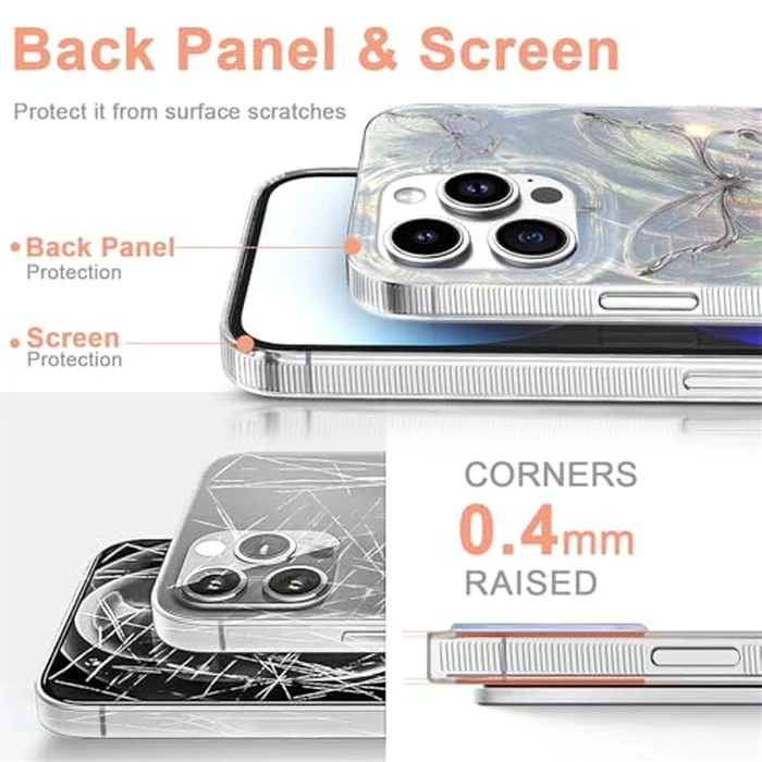 I-MGAE-IN-AR Compact Case for iPhone 13 Pro Shiny Silver Butterfly Design,Cute Trendy Soft Slim TPU Shockproof Protective Phone Cases Cover for Women Girls Aesthetic Glitter by I-MGAE-IN-AR - Image 6