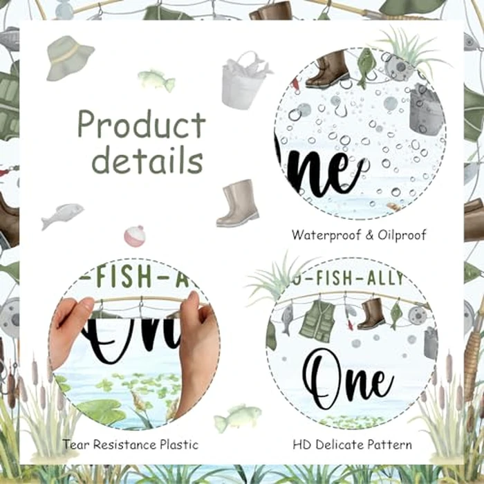 O Fish Ally One 1st Birthday Backdrop, Gone Fishing Party Photography Background Banner, Little Fisherman Themed First Birthday Decorations Supplies for Boys (5X3Ft) by Cheereveal - Image 5