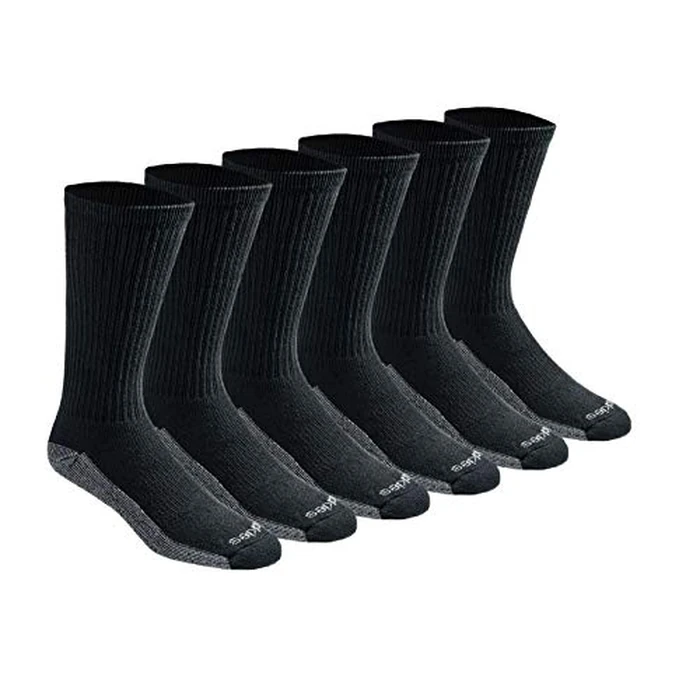 Dickies Men's Dri-Tech Original Moisture Control Crew Socks, Available in M-XXL (6, 12, 18 Pairs), Black (6 Pairs), Medium by Dickies - Image 1