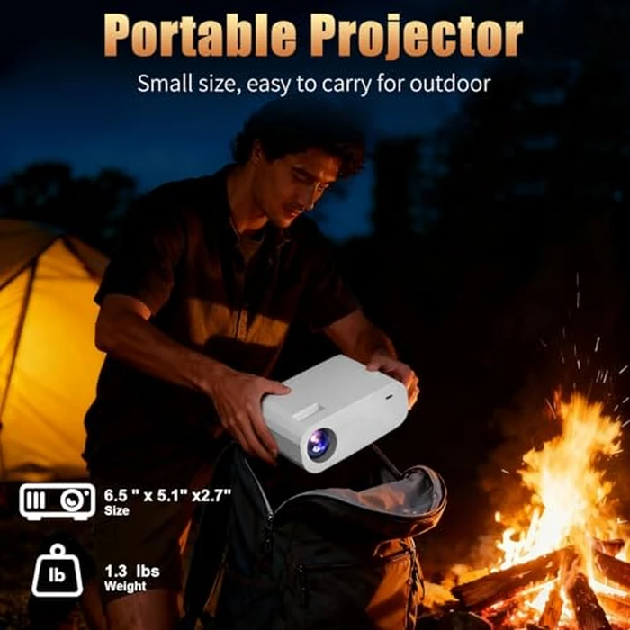 XENPONAD Mini Projector, Portable Smart Projector with Android 13 WiFi Bluetooth 5.2, 1080P 4K Decode Outdoor Movie Projector Auto Keystone Dolby Audio, 150" Home Cinema for Bedroom Camping TV Stick by XENPONAD - Image 8