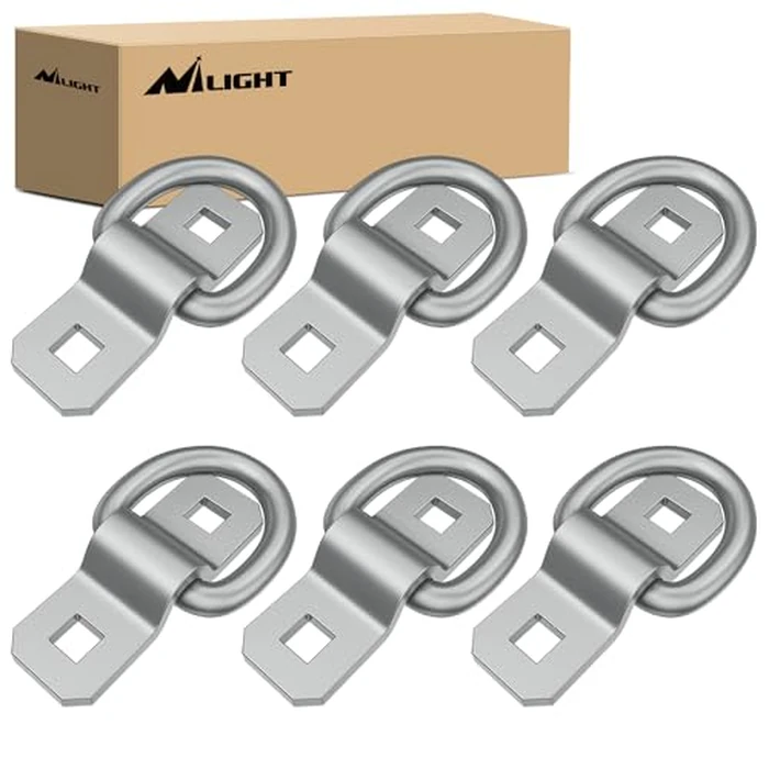 Nilight 6Pcs 3/8” D-Rings Heavy Duty Truck Tie Down Anchors Steel 6000 Pound Tie Down Rings Hooks Loads on Trucks Trailers Boats RV Campers Vans Kayaks Motorcycles Deliveries ATVs,Silver by Nilight - Used - Very Good condition