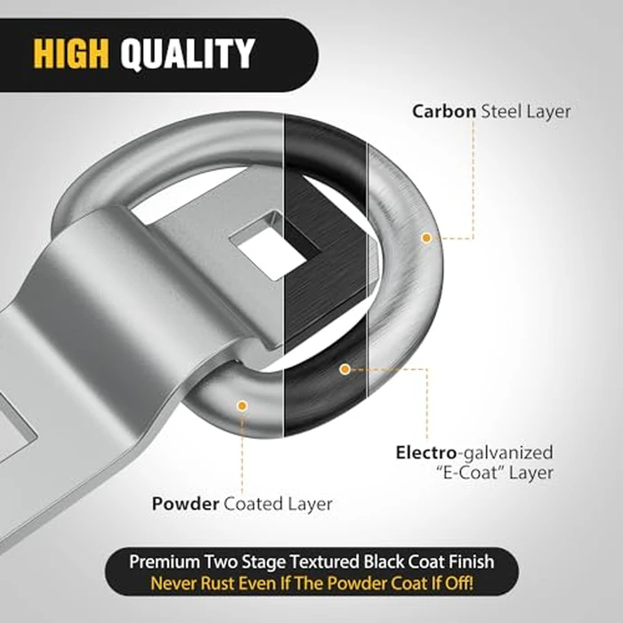 Nilight 6Pcs 3/8” D-Rings Heavy Duty Truck Tie Down Anchors Steel 6000 Pound Tie Down Rings Hooks Loads on Trucks Trailers Boats RV Campers Vans Kayaks Motorcycles Deliveries ATVs,Silver by Nilight - Image 4