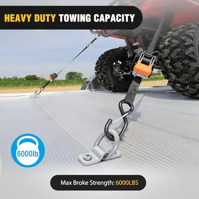 Nilight 6Pcs 3/8” D-Rings Heavy Duty Truck Tie Down Anchors Steel 6000 Pound Tie Down Rings Hooks Loads on Trucks Trailers Boats RV Campers Vans Kayaks Motorcycles Deliveries ATVs,Silver by Nilight - Image 5