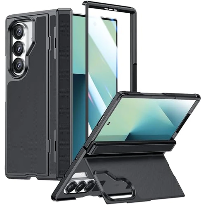 SPIDERCASE for Samsung Galaxy Z Fold 7 Case, Built-in [Kickstand] [Screen Protector] [Rugged Hinge Protection] Military Grade Drop Protection, Full Body Protective Case for Galaxy Z Fold 7, Black by SPIDERCASE - Used - Very Good condition - US$14.58