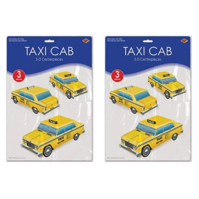 Beistle 3-D Taxi Cab Centerpieces, 4" x 10.5", Set of 6 - New York City Yellow Cars Table Decorations, Driving Themed Party by Beistle - Image 2